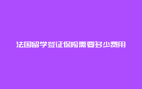 法国留学签证保险需要多少费用