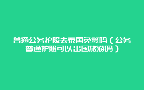 普通公务护照去泰国免签吗（公务普通护照可以出国旅游吗）