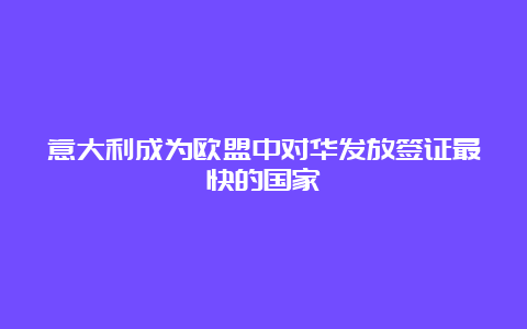 意大利成为欧盟中对华发放签证最快的国家