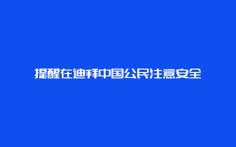 提醒在迪拜中国公民注意安全