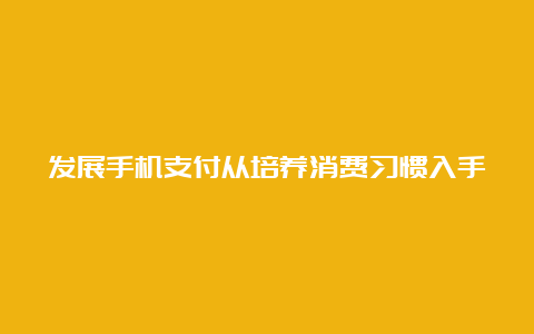 发展手机支付从培养消费习惯入手