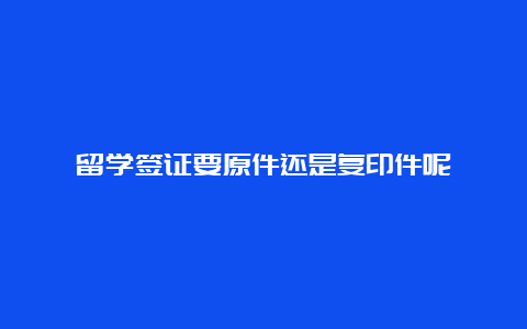 留学签证要原件还是复印件呢