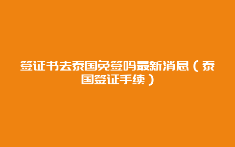 签证书去泰国免签吗最新消息（泰国签证手续）