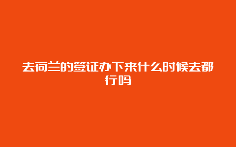 去荷兰的签证办下来什么时候去都行吗