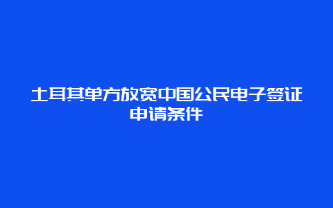 土耳其单方放宽中国公民电子签证申请条件