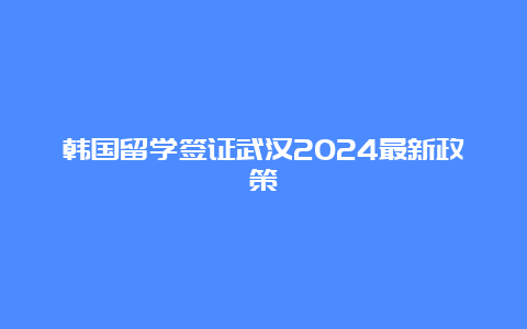 韩国留学签证武汉2024最新政策