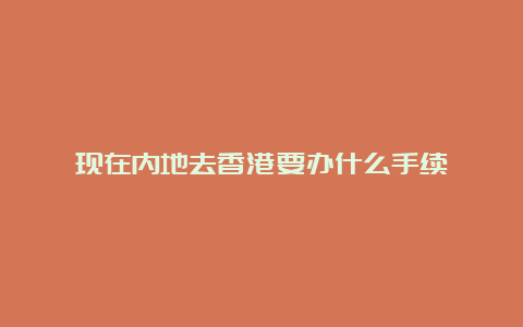 现在内地去香港要办什么手续