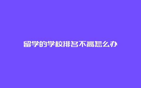 留学的学校排名不高怎么办