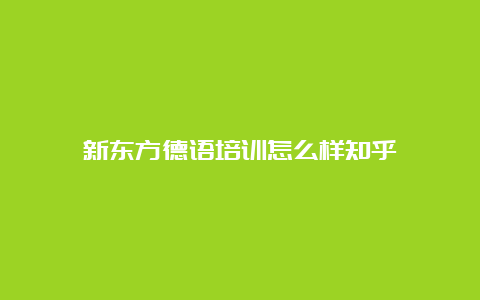 新东方德语培训怎么样知乎