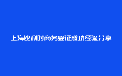 上海比利时商务签证成功经验分享