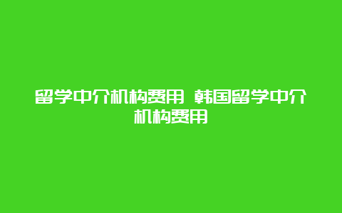 留学中介机构费用 韩国留学中介机构费用