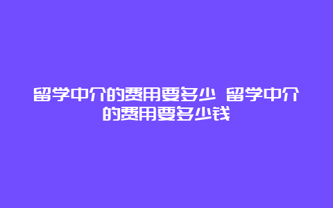 留学中介的费用要多少 留学中介的费用要多少钱