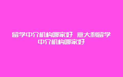 留学中介机构哪家好 意大利留学中介机构哪家好