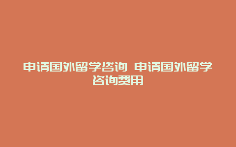 申请国外留学咨询 申请国外留学咨询费用