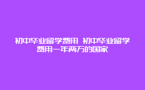 初中毕业留学费用 初中毕业留学费用一年两万的国家