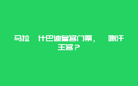 马拉喀什巴迪皇宫门票，喀喇汗王宫？