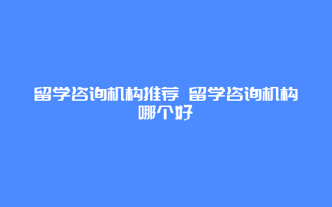 留学咨询机构推荐 留学咨询机构哪个好