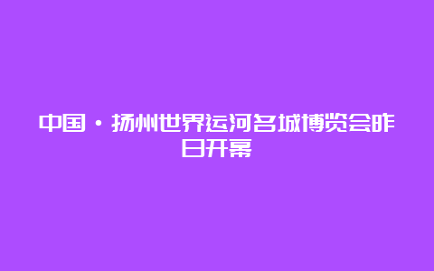 中国·扬州世界运河名城博览会昨日开幕