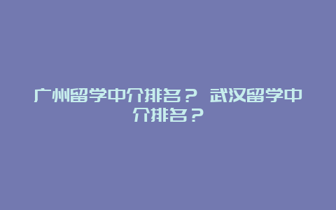 广州留学中介排名？ 武汉留学中介排名？