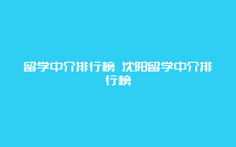 留学中介排行榜 沈阳留学中介排行榜