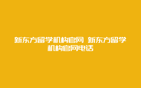 新东方留学机构官网 新东方留学机构官网电话