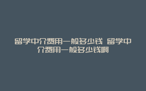 留学中介费用一般多少钱 留学中介费用一般多少钱啊