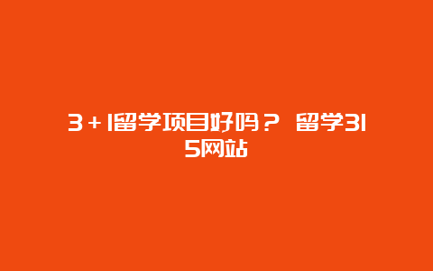 3＋1留学项目好吗？ 留学315网站