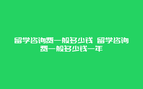 留学咨询费一般多少钱 留学咨询费一般多少钱一年