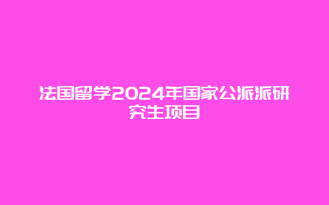 法国留学2024年国家公派派研究生项目