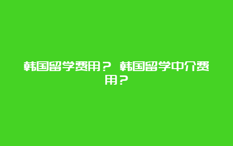 韩国留学费用？ 韩国留学中介费用？