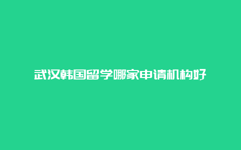 武汉韩国留学哪家申请机构好