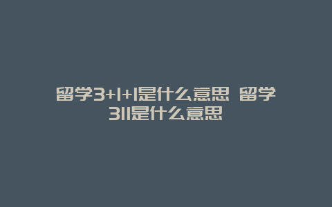 留学3+1+1是什么意思 留学311是什么意思