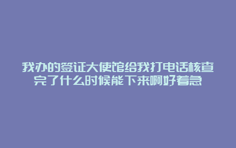 我办的签证大使馆给我打电话核查完了什么时候能下来啊好着急