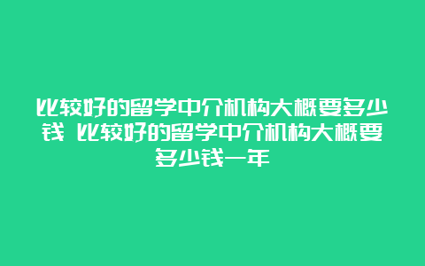 比较好的留学中介机构大概要多少钱 比较好的留学中介机构大概要多少钱一年