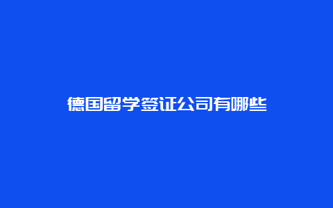 德国留学签证公司有哪些