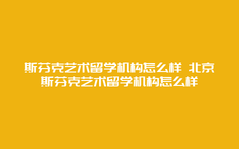 斯芬克艺术留学机构怎么样 北京斯芬克艺术留学机构怎么样