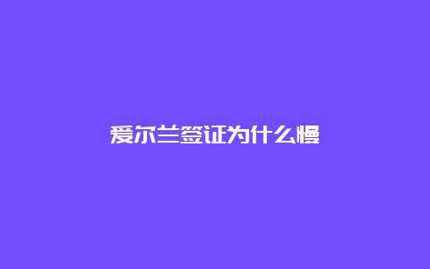 爱尔兰签证为什么慢