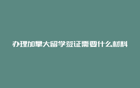 办理加拿大留学签证需要什么材料