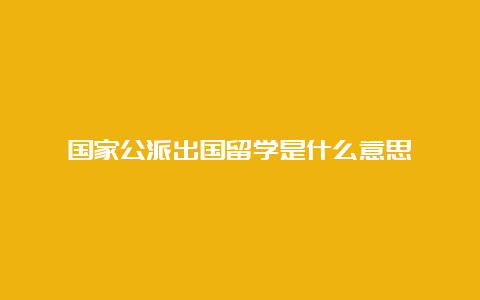 国家公派出国留学是什么意思