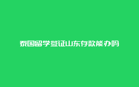 泰国留学签证山东存款能办吗