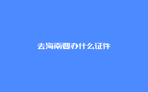 去海南要办什么证件