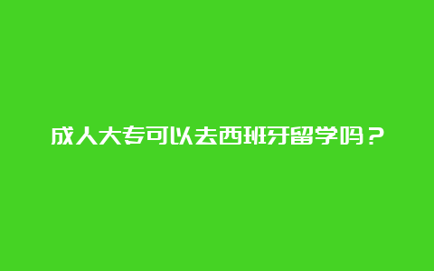 成人大专可以去西班牙留学吗？