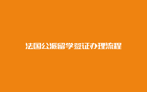 法国公派留学签证办理流程