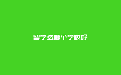 留学选哪个学校好