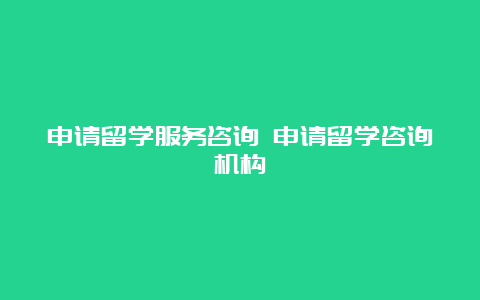 申请留学服务咨询 申请留学咨询机构