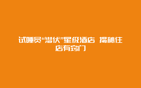 试睡员“潜伏”星级酒店 揭秘住店有窍门