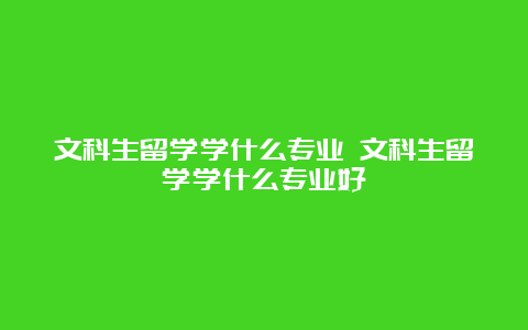 文科生留学学什么专业 文科生留学学什么专业好