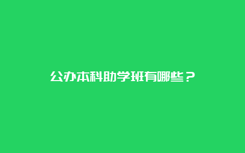 公办本科助学班有哪些？