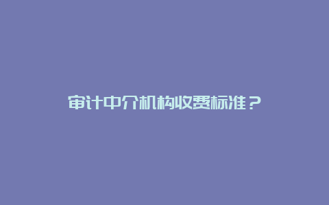 审计中介机构收费标准？