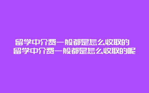 留学中介费一般都是怎么收取的 留学中介费一般都是怎么收取的呢